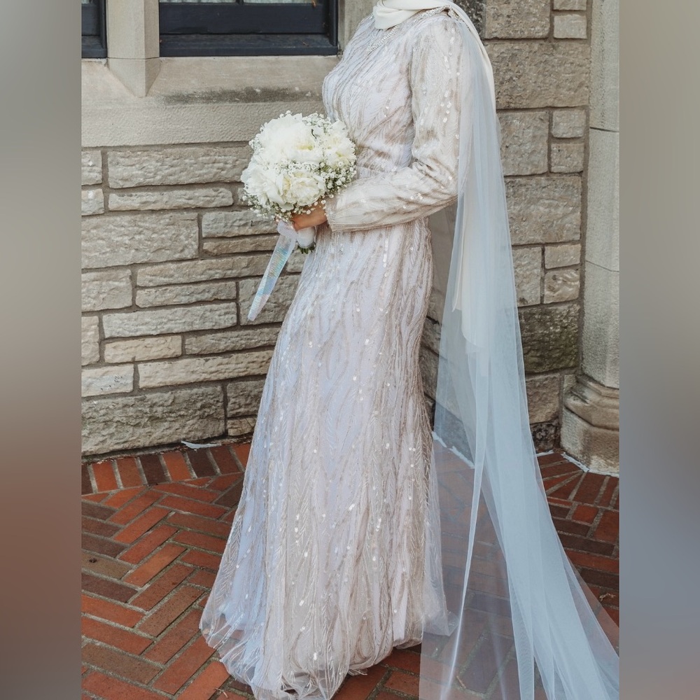 Cream Embroidered Long Sleeve Maxi Dress